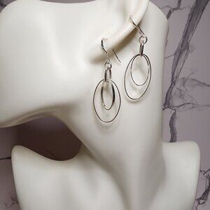 925 Silver Mobile Oval Hoop Dangle Earrings